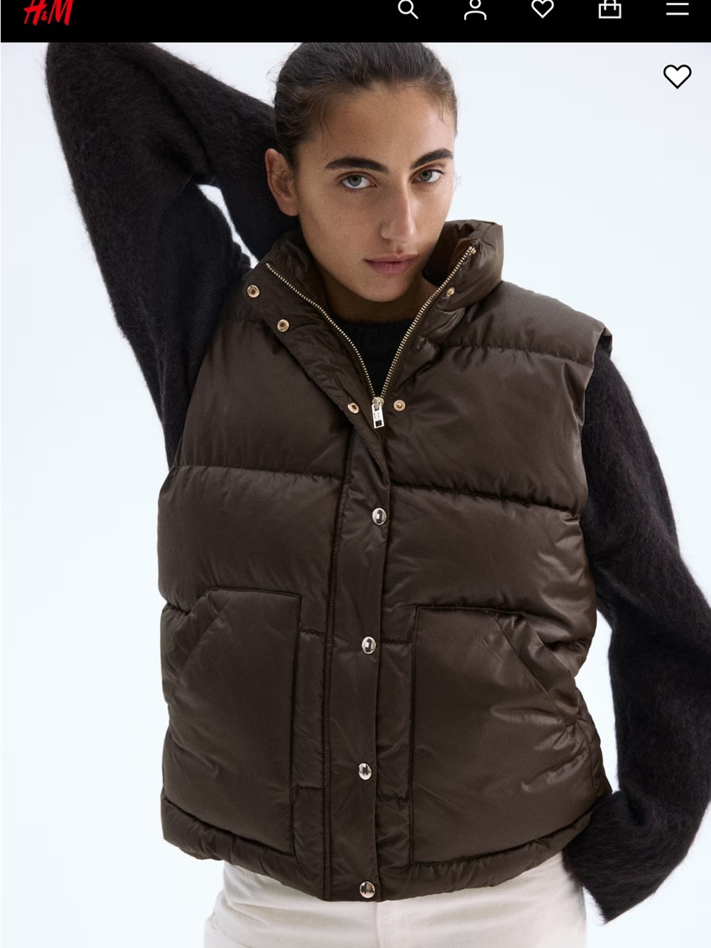 NWT H&M Dark Khaki Green Quilted Puffer Vest